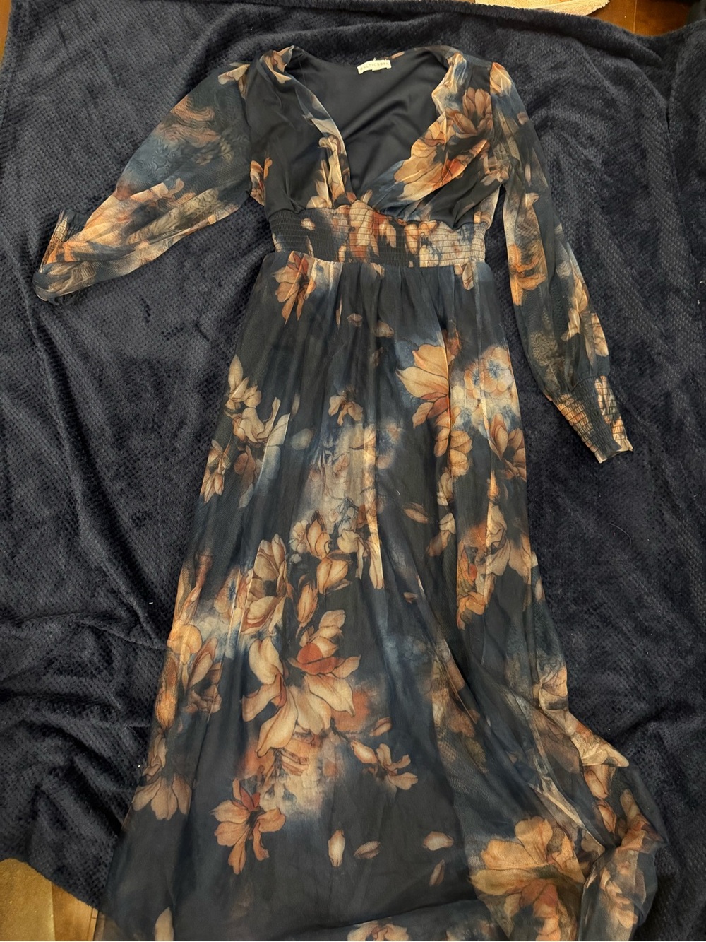 Baltic Born Black Maxi Dress with Brown Floral Print